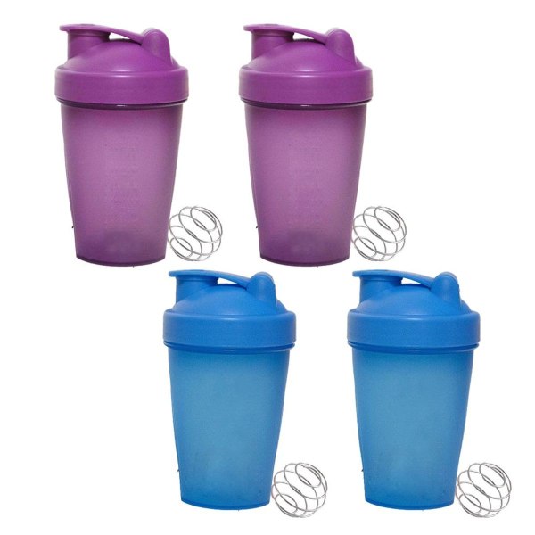 4 Pack] 20 oz shakerflaske med vispballer, inkluderer lilla og blå