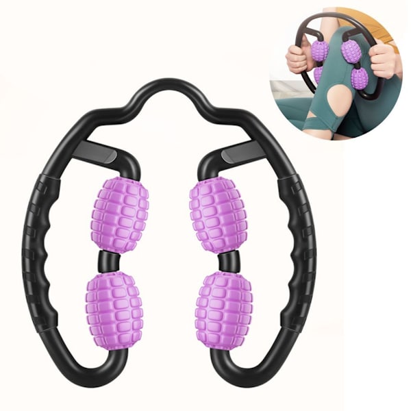 Muskelmassasjerulle, fascia & massasjeapparat med håndtak for selvmassasje. Lilla