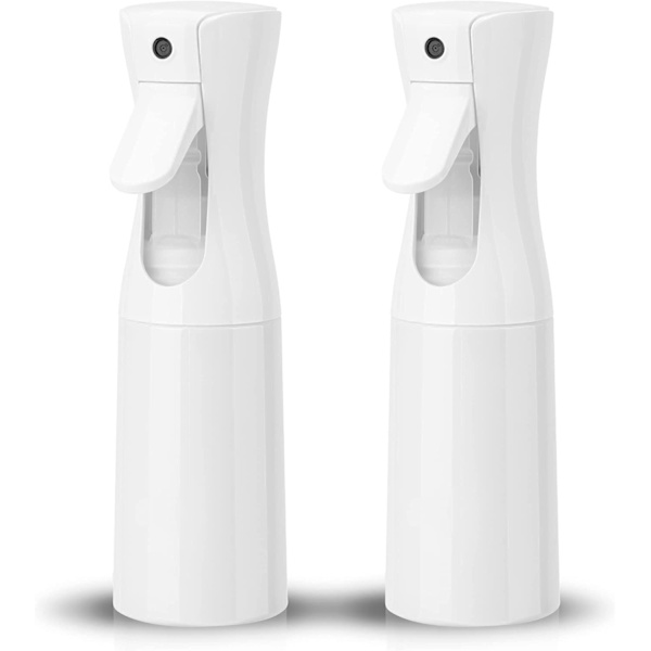6,8 OZ/200 ML Kontinuerlig Sprayflaska (Vit 2-pack), Hårsprayflaska, Fin Mist Vattensprayflaska för Salonger, Frisör, Växter, Hudvård, Rengöring