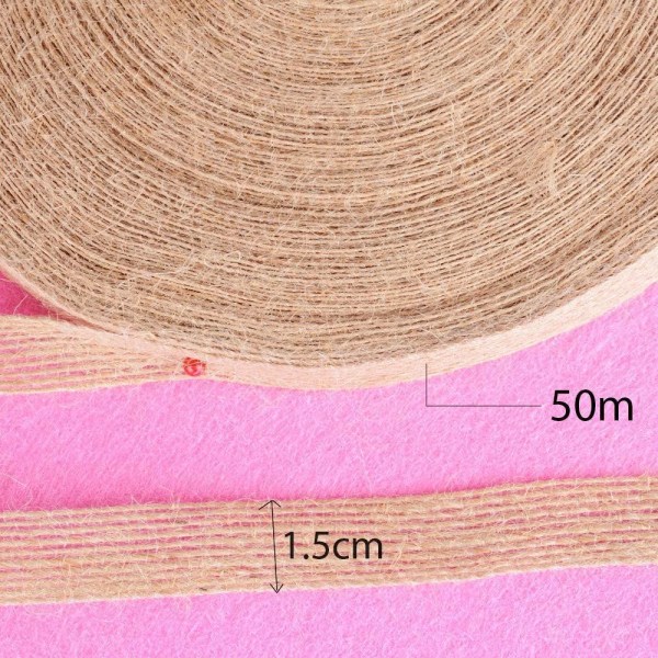 (50Mx1.5CM) 1 rulla juuttinauhaa Vintage-juutti koristeluun Häälahja askartelu-