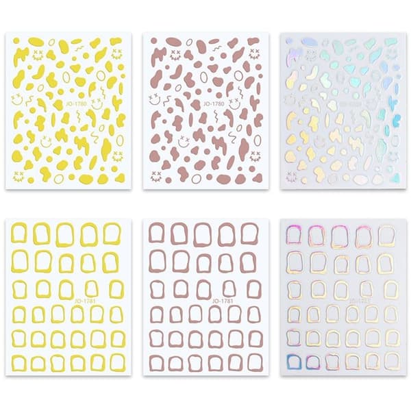10 stk. Ko Farve Blok Neglekunst Stickers (1781 Plain Silver)