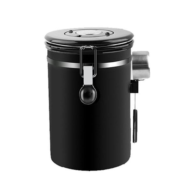 Kaffebeholder til formalet kaffe med gennemsigtigt vindue, dato sort