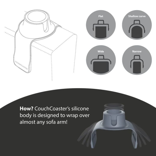 Mugghållare i silikon för fåtölj, soffa, caddie, soffa, grå
