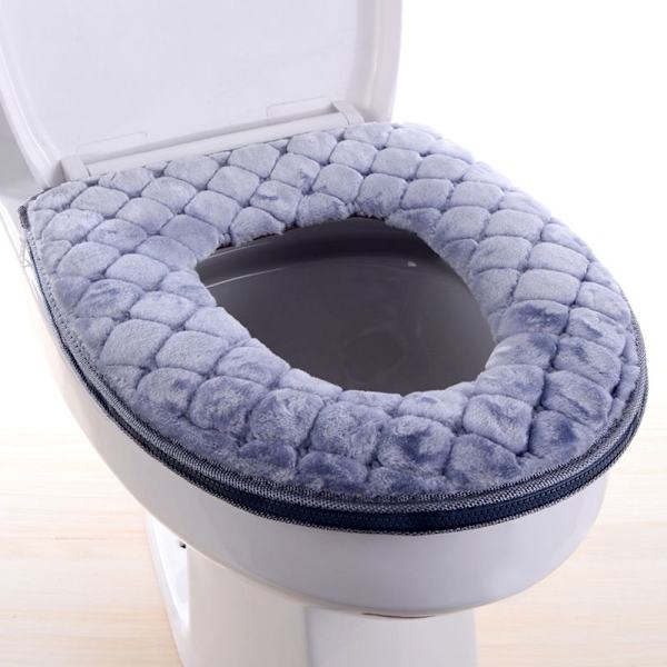 (Harmaa) Pehmeä WC-istuimen pehmuste kylpyhuoneeseen Pestävä ja mukava WC-istuimen pehmuste, sopii useimpiin kylpyhuoneen WC-kansiin.