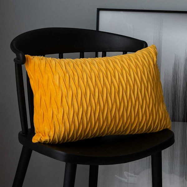 Fløyel putetrekk 30x50cm for stue sofa, sett med 6 ensfargede firkantede putetrekk soveromsdekorasjon, gul KLB