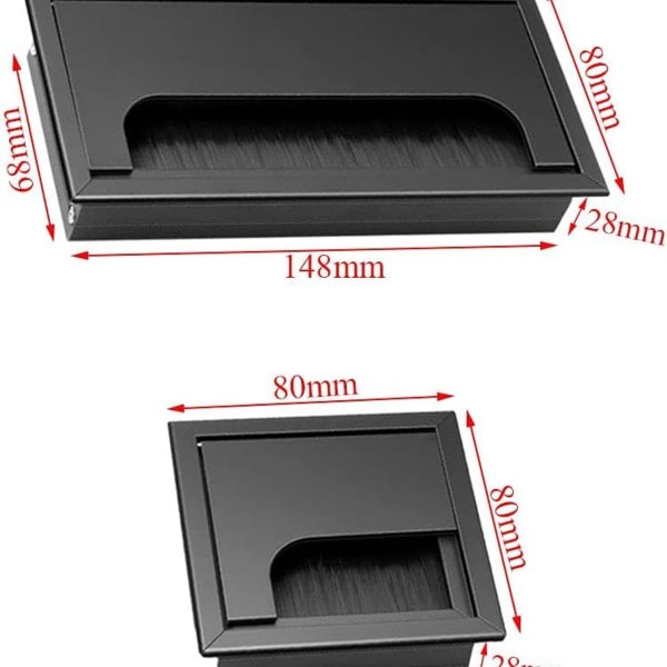 Kaapeliläpiviennin cover, 3 kpl, neliömäinen, musta, integroitu kaapeliläpivienti