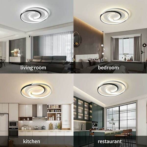 Moderne LED-loftslampe 46W 42cm（3000K-6000K), dæmpbar rund loftslampe til stue, soveværelse, køkken KLB