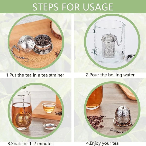 Tesil til løs te, 2 stk. rustfrit stål te-infuser si, te-si - KLB