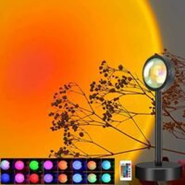 Solnedgangslampe, LED-solnedgangslampe, 1 stk 16 farver KLB