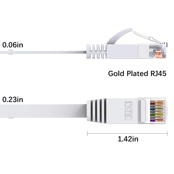 Cat6 Ethernet, Cat-6 Flat RJ45 Datamaskin Internett LAN 15M