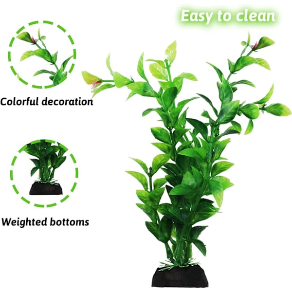 Akvarie Dekoration Plante, Grøn Kunstig Planter Akvarie Deko, Terrarium Plante Dekoration til Akvariefisk, 15 Stykker