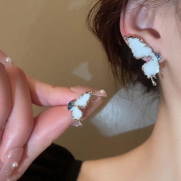 Øreringe til kvinder Silver Needle Pearl Ring Drop Pendant Ear Style4 KLB