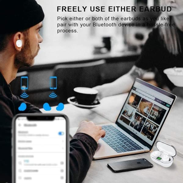 Trådløse Bluetooth-øretelefoner, Bluetooth 5.3 in-ear hvite