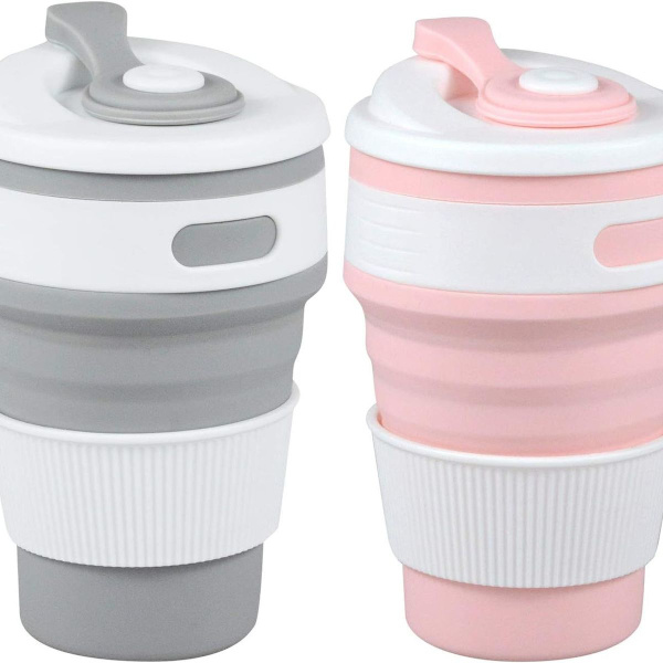2 stycken vikbara silikonmuggar 350 ml