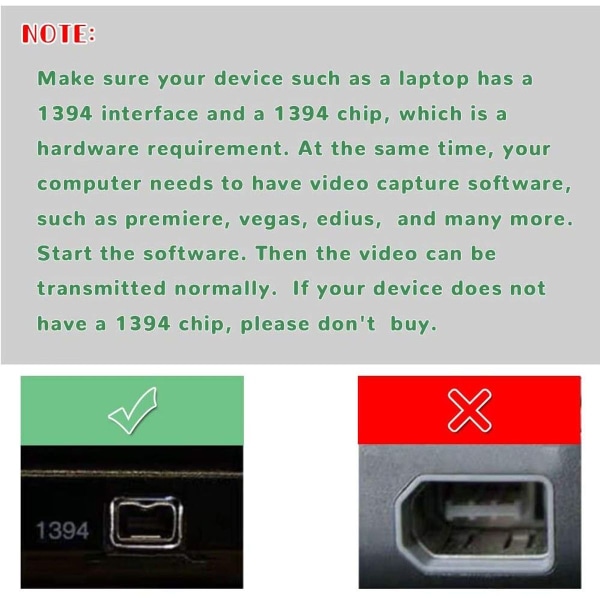 USB-kabel (han til Firewire IEEE1394a han, med 4 ben, til enheder