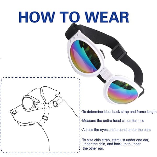 Hunde Goggles Øyebeskyttelse Vanntett Kjæledyr Solbriller Hvit KLB