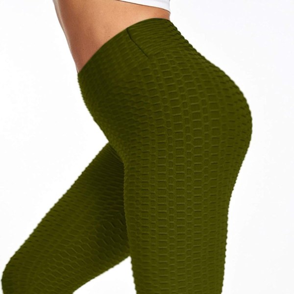 Berömda leggings, dam Butt Lifting Yoga byxor High 01 Army Green KLB