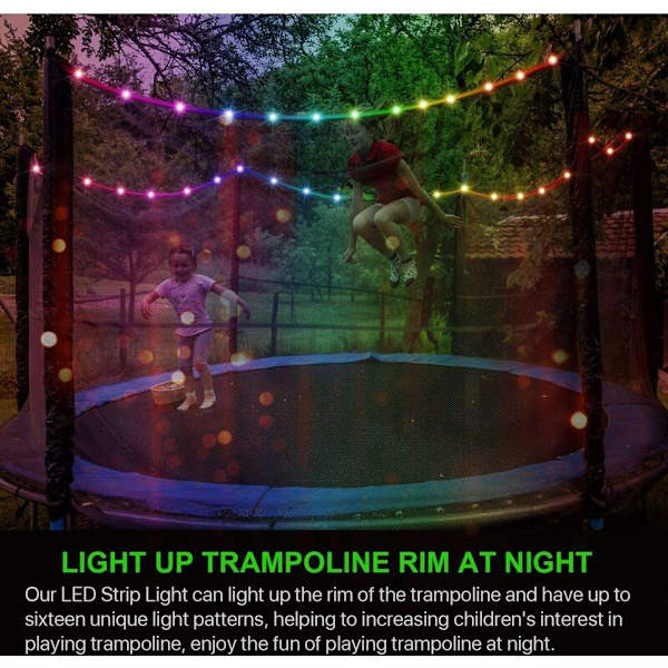 LED trampolinlys, fjernbetjent LED-lys til trampolin, 16 farveskiftende