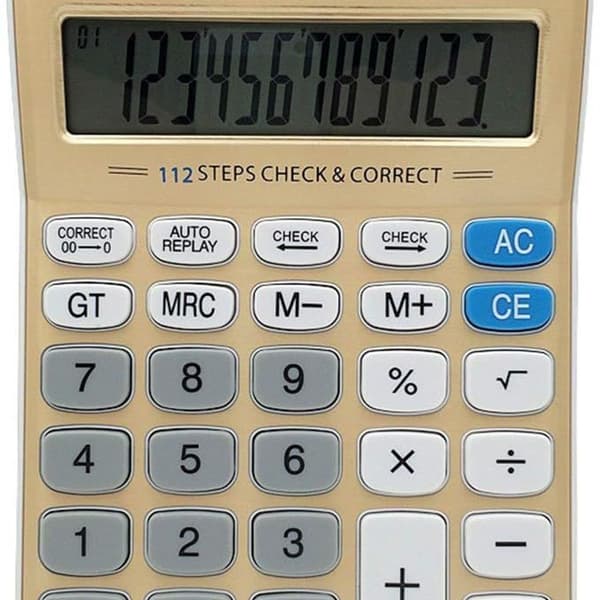 Standard skrivebords kalkulator funksjoner, solbatteri, dobbel strømforsyning,