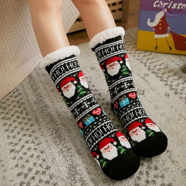 Pige Jule Slippers Strømper Skridsikre Fluffy Vinter Strømper Style 4 KLB