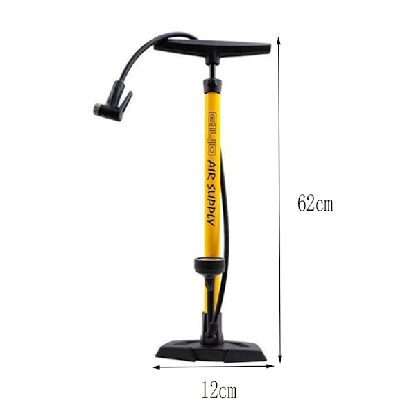 Golvpump för cykel, golvluftpump, cykelpump med stor tryckmätare för att visa trycket KLB