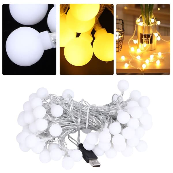 10m/32.8ft 80LED LED-lyskæde runde kugle USB-lampeindretning til KLB