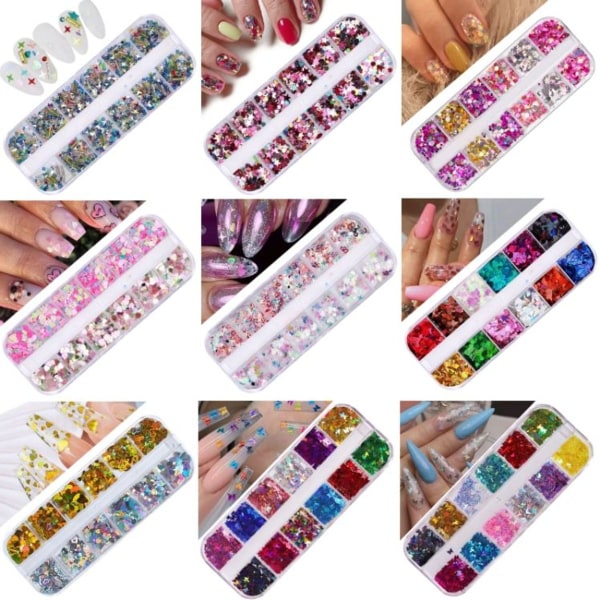 2 stk. Negle Butterfly Laser Symphony Sequin-08