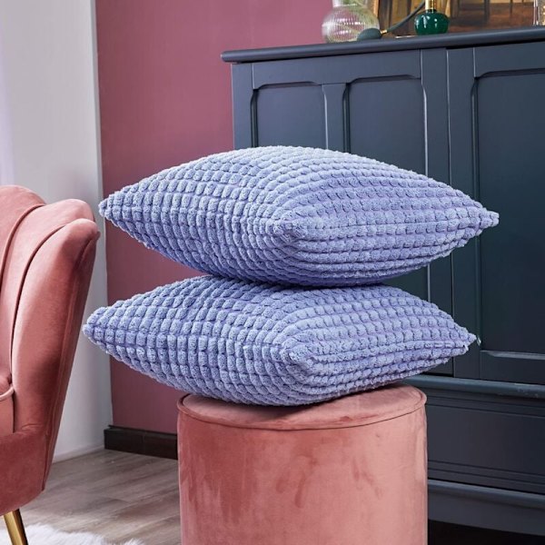 Putetrekksett med 2, for sofa, soverom, seng, stol og partikkeldekorasjon, uten putekjerne, moderne og elegant design, 60x60CM, blå, 2 stk KLB