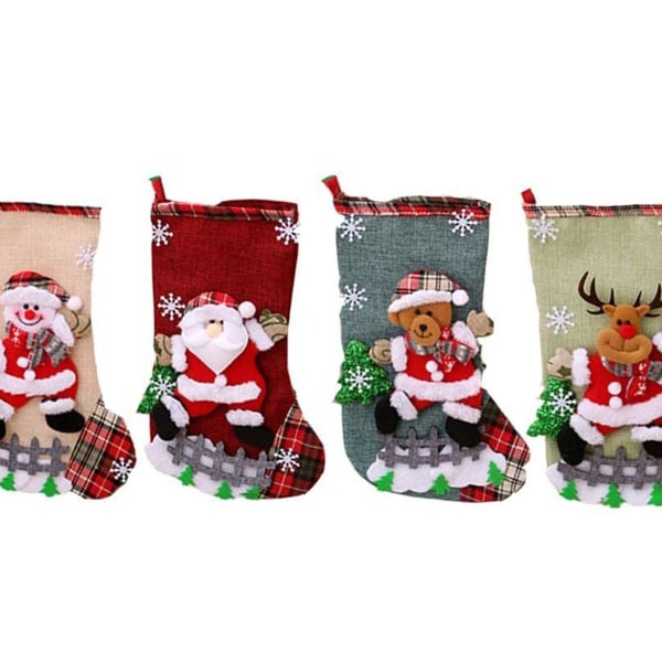 4-pack julstrumpor, julklappspåse, tomtestövlar KLB