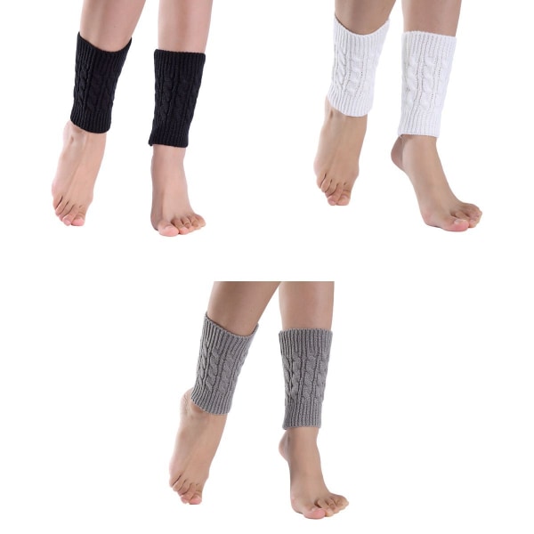 3 par varme strikkede vinterstøvler til kvinder manchet sokker korte ben kombination 1 KLB