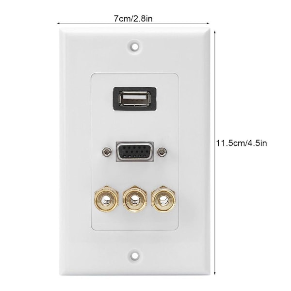 USB2.0 + VGA + 3 banankontakter informationstavla väggplatta KLB