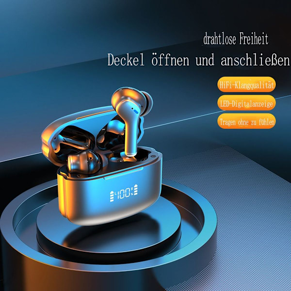 Bluetooth 5.3 -kuulokkeet, langattomat nappikuulokkeet, 40 tunnin toistoaika ja KLB