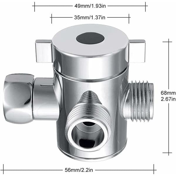 3-veis dusjfordelerventil G1/2in Multifunksjons vannseparatoradapter Dusjtilbehør Dusjhode reservedel for bad KLB