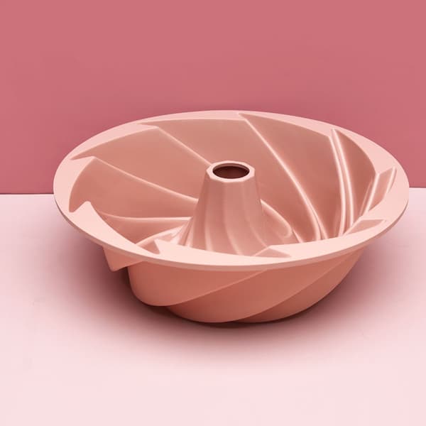 2 stk. 9,5 tommer silikone briocheforme, non-stick silikone bageform, spiralformet græskar kageform, bageform, kageform, blomsterbrødform (lyserød)