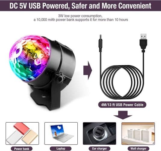 Discokugle LED festlampe musikstyret disco lyseffekter discolys med USB