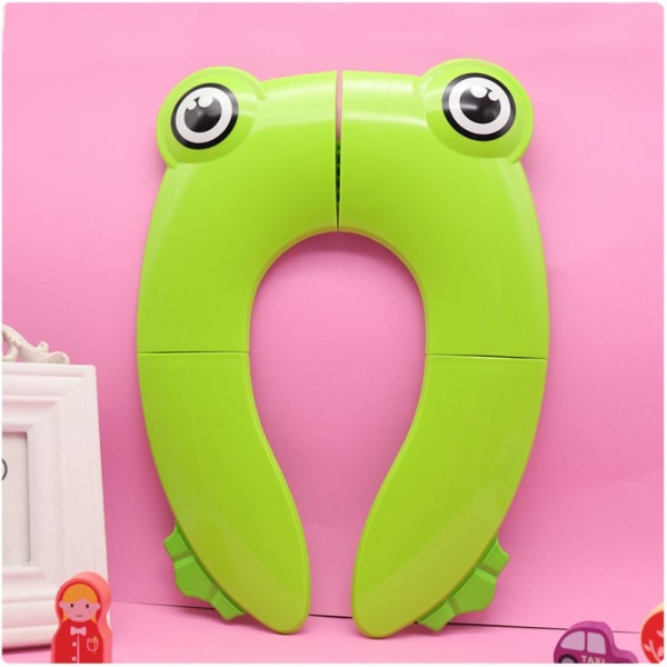 Kannettava matkustava toddler wc-istuin (vihreä sammakko) Liukumaton taitettava wc-istuimen cover pojille, tytöille, baby ja kiristysnauhakassi
