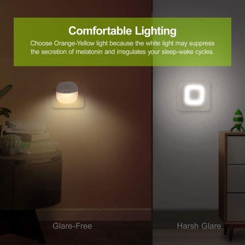 LED nattlys med bevegelsessensor, varmt hvitt lys