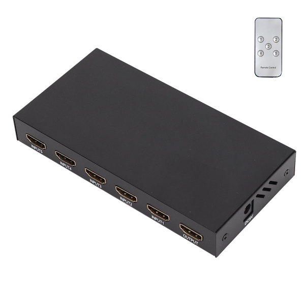 HD-multimedialiitäntäkytkin 5x1 4Kx2K, tukee 3D-kaukosäädintä KLB