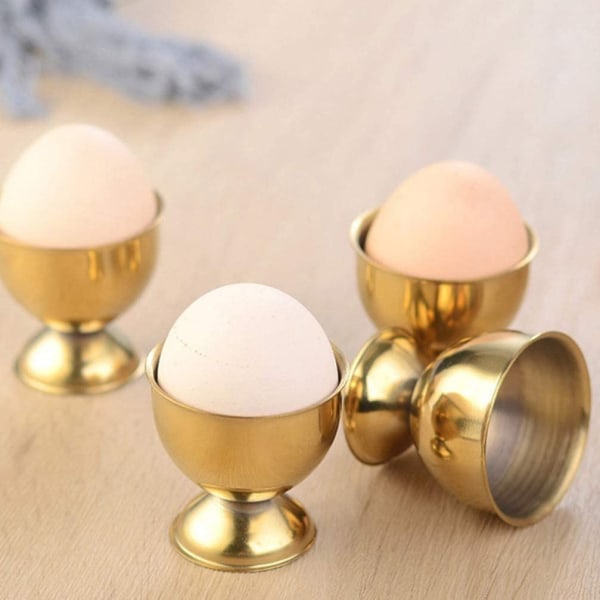 Eggkoppsett i rustfritt stål, 4 stk, for restaurant, hjem, kjøkken, bursdag, bryllup, jul, nyttår, fest, borddekorasjon (gull)