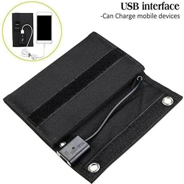 20W Foldbar USB 5V Solcelle Panel Bærbar Bærbar Sol Sideholder