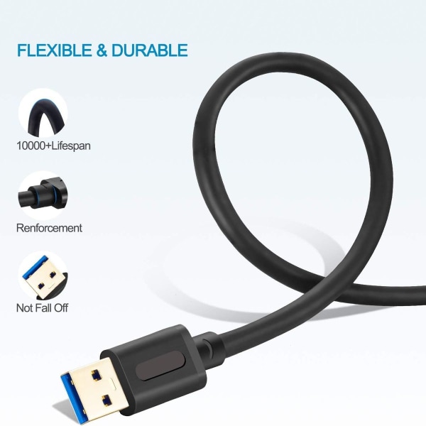 USB 3.0 A til A hannkabel 3ft, USB til USB-kabel USB hann til 3ft