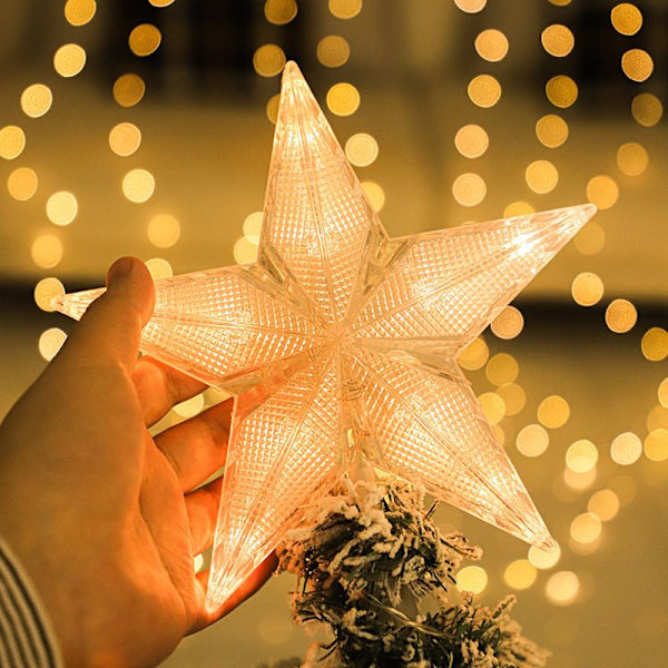 Julgransstjärna i plast med LED-ljus, USB-driven (varmvit)