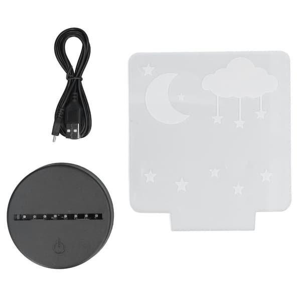 3D Lampe Nattelys 7 Farver LED USB Smart Touch Control KLB