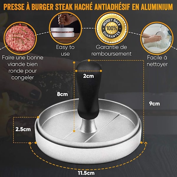 Burgermaskin laget av rustfritt stål i matkvalitet, kjøttkakepresse med