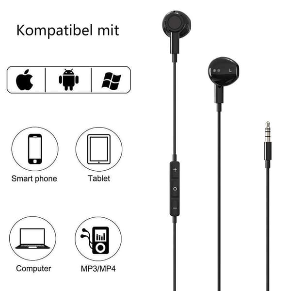 Högupplösta in-ear-hörlurar med kabel, extra bas, brusreducerande,