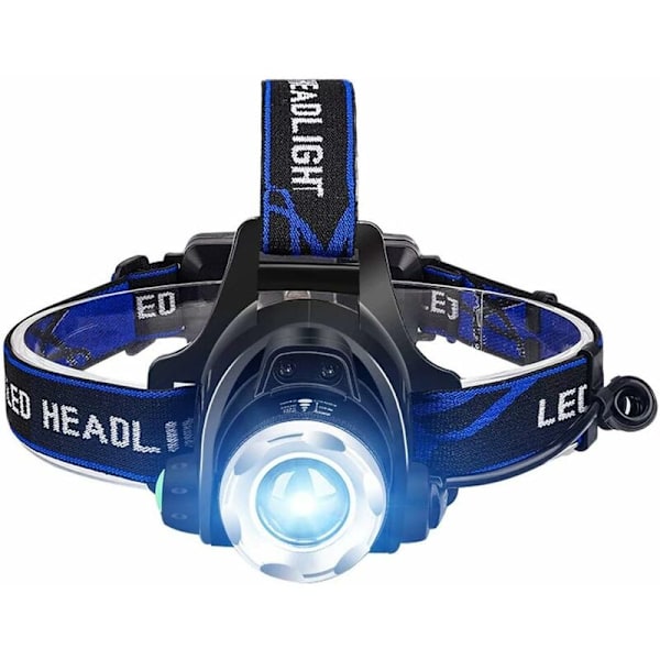 LED-otsalamppu, USB-ladattava tehokas LED-otsavalo 3 valaistustilaa, zoomaava, säädettävä, kevyt juoksuun, kävelyyn, retkeilyyn KLB