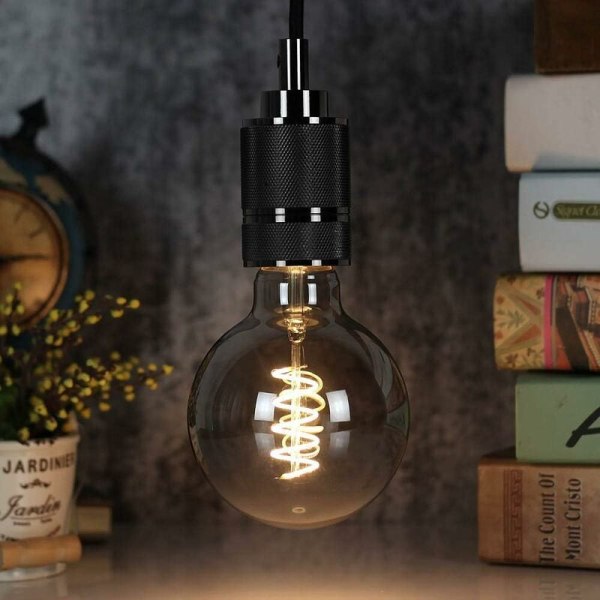 Led-lyspærer Vintage lyspære 4W dimbar røkt glass 2700K varm hvit Edison skrue E27 sokkel 220/240V dekorative lyspærer G95 KLB