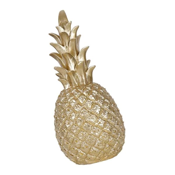 Dekorativ ananas i keramikk, gull, 7,5x20 cm