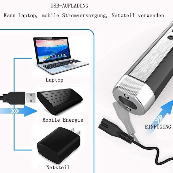 Næsehårstrimmer og næsehårstrimmer til mænd, næsetrimmer USB 4 i 1 KLB