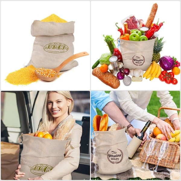 4 stycken linnebrödpåsar, brödpåsar för att hålla brödet färskt, andningsbart, KLB